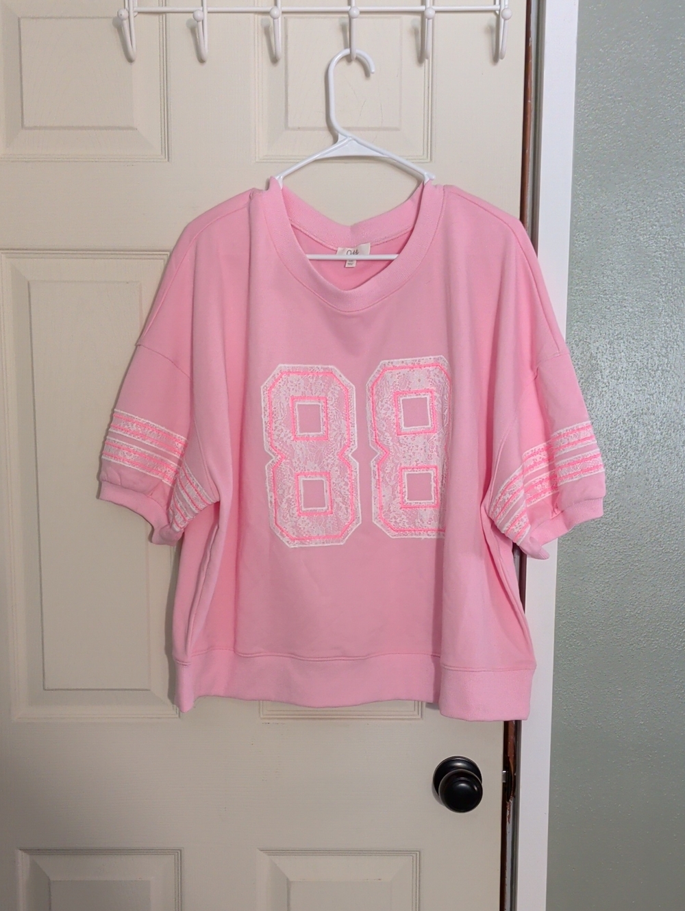 ODDI NWOT XL Short Sleeve Sweatshirt 🩷 Pink